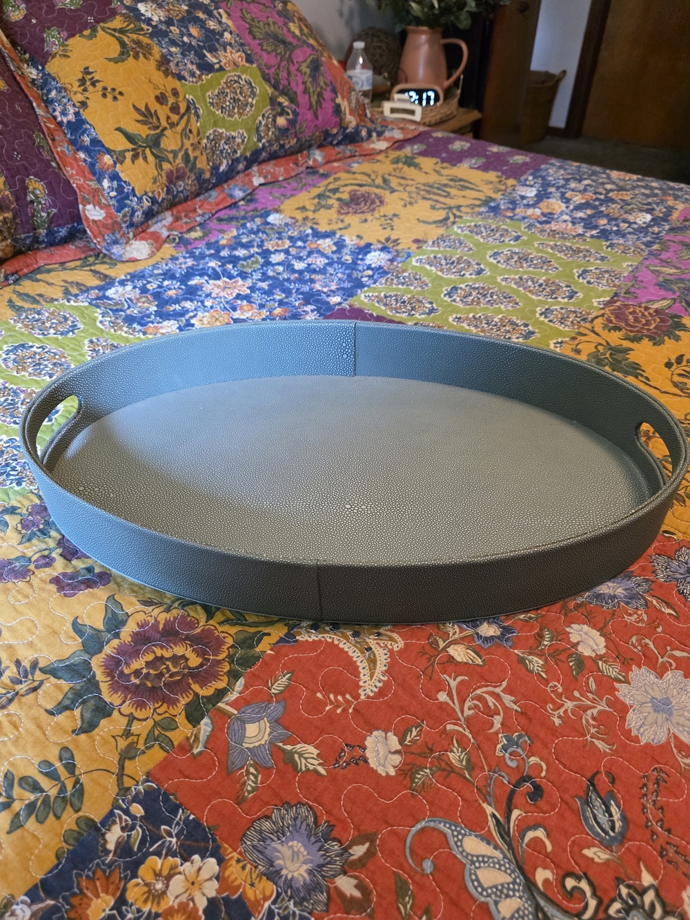 Threshold Shagreen Leather Oval Serving Tray — Stylish Home  Accessory